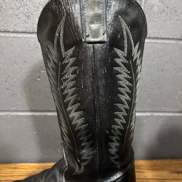Vintage Texas Black Leather Cowboy Boots Women’s 6.5B Western Made in USA - Picture 4 of 8